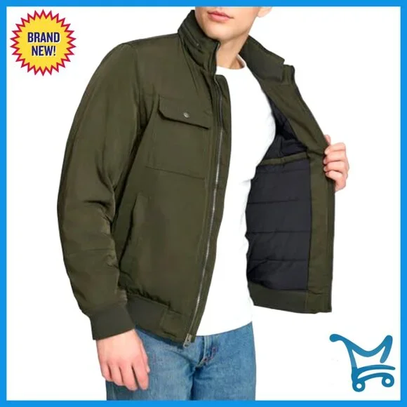 Men's Stand Collar Utility Bomber Jacket with Functional Pockets